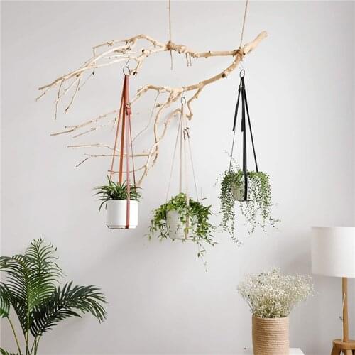 PU Leather Modern Hanging Planter Shelf For Indoor Plants Succulents Flower Hanger Pot Holder Decorative Plant Pots Home Decor