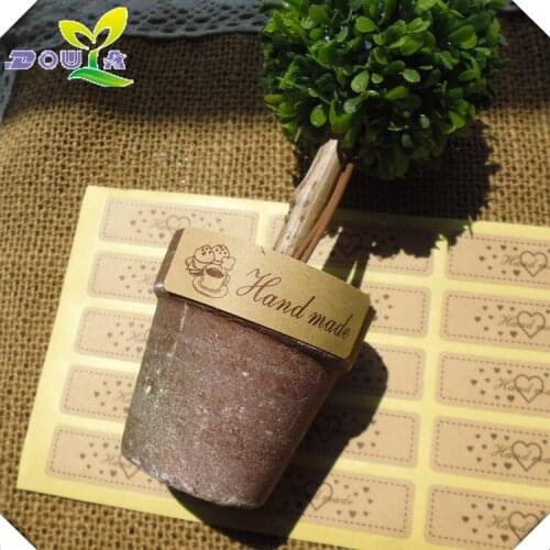 Retro coffee "hand made" dry glue seal paste gift box pastry bag decorative sticker