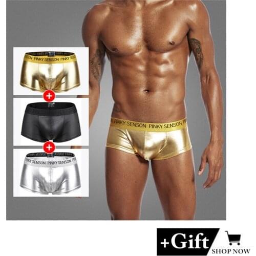 Sexy underwear men Bikini Pants Temptation Erotic panties Leather panties transparent patent Men Thongs Panties Girlfriend Gift
