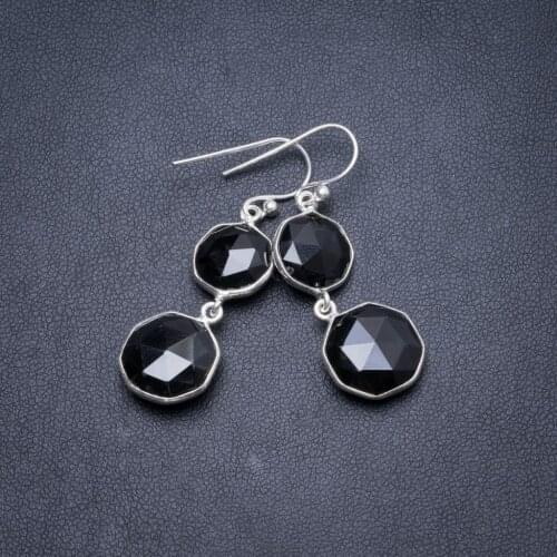 Natural Black Onyx Handmade Unique 925 Sterling Silver Earrings 1 3/4" Y2148