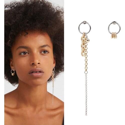 21 new jewelry color matching asymmetric long tassel earrings female earrings ear line