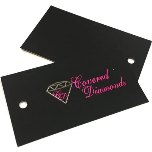 Swing Paper Tags 7x4cm Fashion Garment Custom Foil Stamping CMYK Printed Logo For Clothes Labels