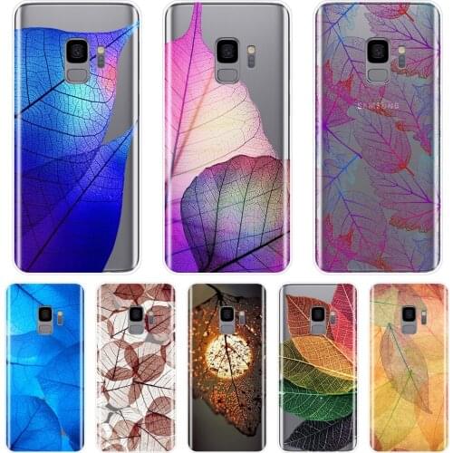 Blue Purple Leaf Silicone Phone Case For Samsung Galaxy Note 9 8 5 4 Soft Back Cover For Samsung Galaxy S8 S9 Plus S5 S6 S7 Edge