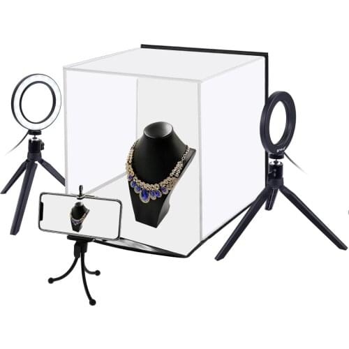 Foldable 30*30cm Softbox Studio Tent Photography Soft Box Lighting Tent + Ring LED Lights 6 Colors Backdrops For Photo Studio