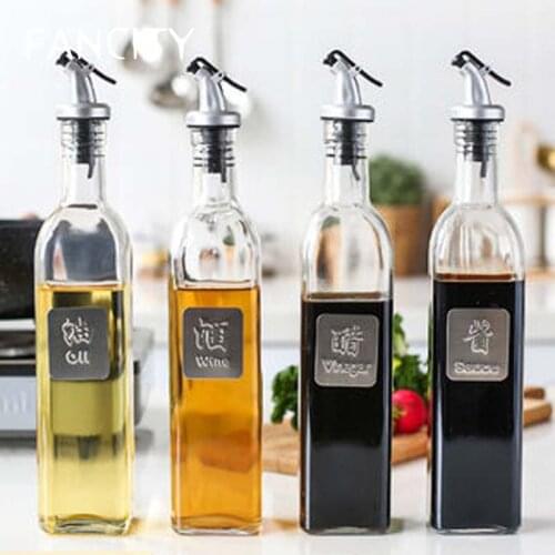 FANCITY Oil bottle glass leak-proof household kitchen soy sauce bottle vinegar pot seasoning bottle cooking wine bottle small oi