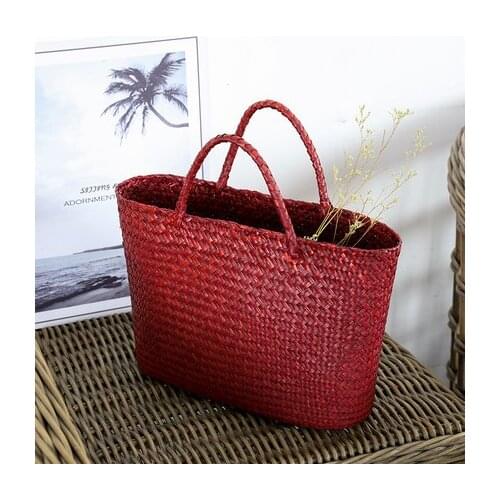 Vintage Straw Tote Bag Storage Bag Woven Shopping Bag Shoulder Bag Ethnic Style Woven Handbag