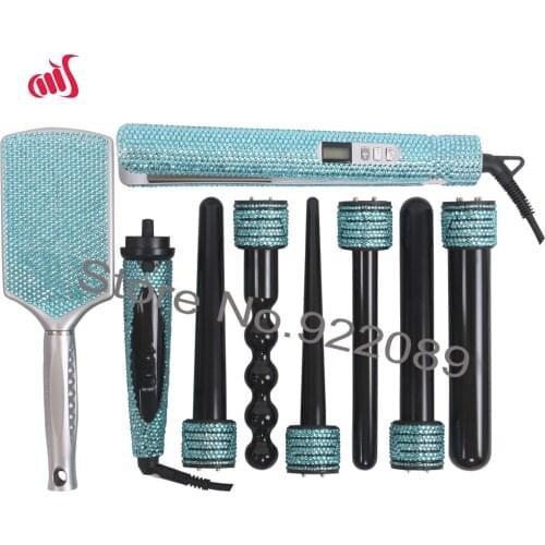 Crystal Hair Hot Tools Bling Crystal Hair Curling Wnads Kit Crystal Hair straightener Hair Wig Brush Hair Boutique