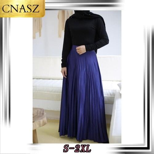 New Fashion Islamic Turkey Womens High Waist Pleated Skirt Muslim Arab Middle East New Design Dubai Clothing For Ladies For Eid