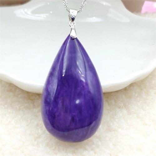 Genuine Natural Charoite Purple Women Pendant 43x25x10mm From Russia Necklace Jewelry Fashion Water Drop Bead AAAAA