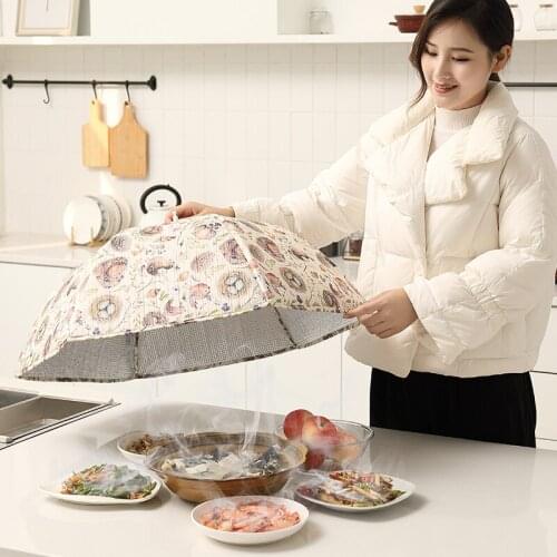 Winter Thick Insulation Dish Cover Foldable Table Meals Umbrella Cover Household Dust Food Cover