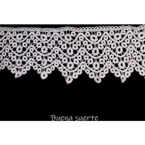 Buena Suerte 10.5cm New Black/White Embroidered Ribbon DIY Sewing Handmade Craft Materials African Lace Fabric 2018 High Quality