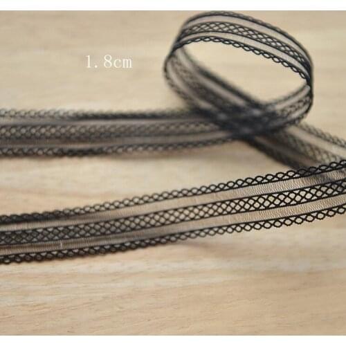 10 Meters/lot 1.8cm Width Elastic Lace Ribbon Black Elastic Stretch Lace Trim Sewing Headband Garment Clothes Accessories