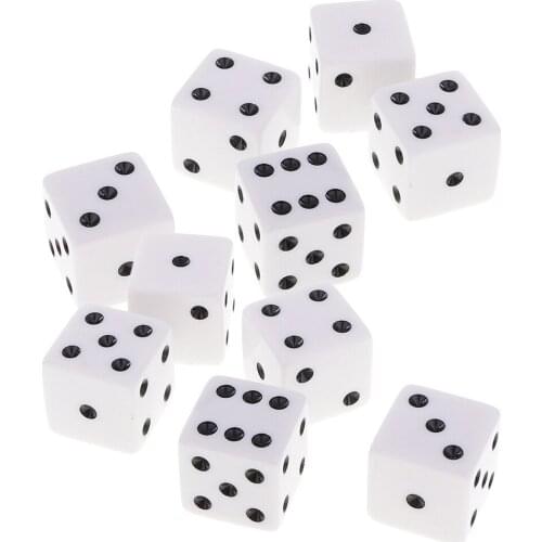 10pcs White 23mm Square Dices with Black Dots for DIY TRPG Adult Games Gifts