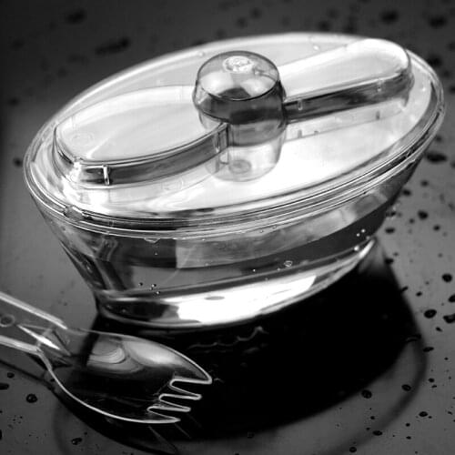 20pcs High quality oval box with spoon and lid Mousse pudding hibiscus dessert transparent cup disposable plastic creative cups