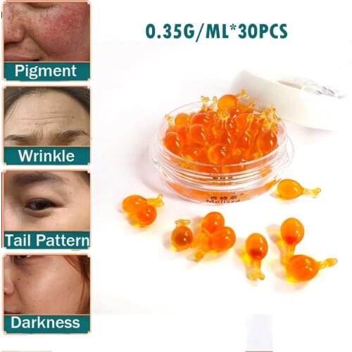 30pcs/bottle Retinol Anti-ageing Capsules Essence Dracaena Cinnabari Extract Moisturizing Freckle Serum Capsule Face Care