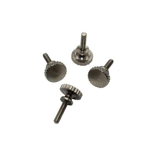 5pcs M2 brass high head knurled flat hair hand screw handle screws copper nickel plating