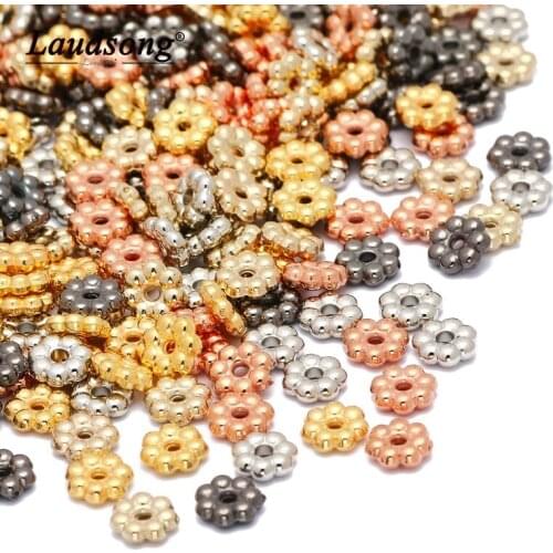 6mm 100-500Pcs Acrylic Plated CCB Flower Rings Loose Spacer Beads For Jewelry Making DIY Bracelet Necklaces Earrings Accessories