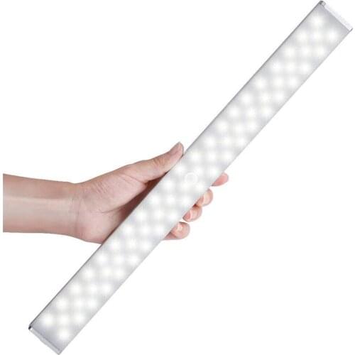USB Rechargeable 68 LED Under Cabinet Light Dimmable PIR Motion Sensor Closet Night Lamp for Wardrobe Cupboard Kitchen Wall