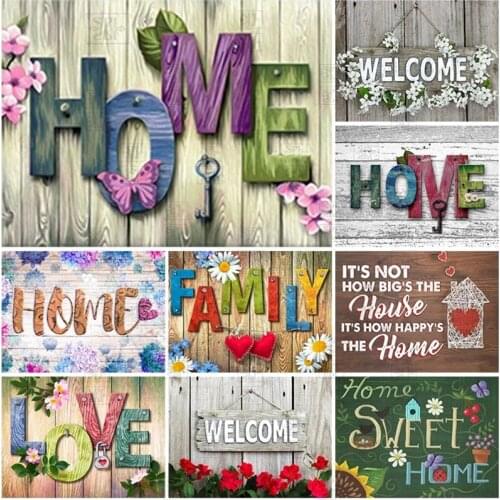 Diy Diamond Painting 5D Flower Text Mosaic Full Square Round Diamond Embroidery Mosaic Handmade Gift Home Sweet Art Home Decor