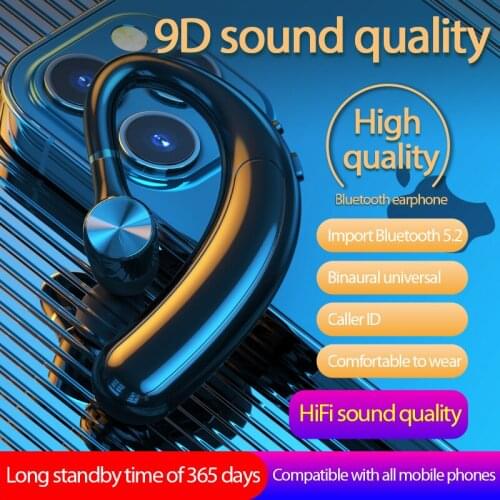Earphones Handsfree Business Bluetooth-compatible5.2 Headphone With Mic Wireless 9D Stereo Headset For Drive Noise Reduction