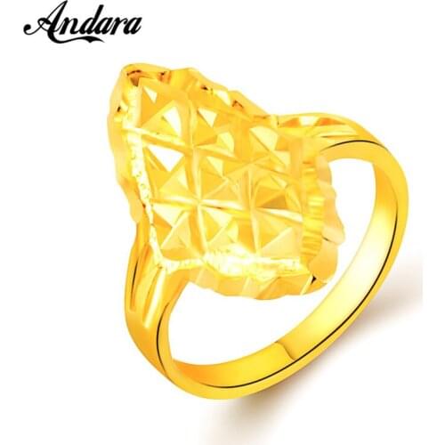 Size 6 7 8 9 Big Gold Finger Rings Ethiopian Design Women Wedding Jewelry Yellow Filled Goldenwomen Fashion Design JR113