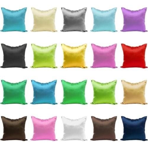 45*45cm Solid Color Cushion Cover Satin Smooth Pillow Case Decor Pillows For Sofa Living Room Pillowcase Car Seat Cushion Cover