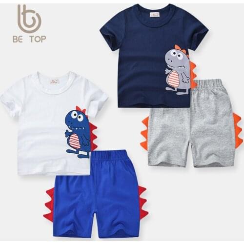 Childrens clothing 2021 new Korean summer three-dimensional dinosaur boy set children two-piece suit