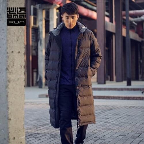 BMAI Long Down Jacket For Men&women Running Autumn Winter Warm Clothing Hooded Zipper Down Jacket#Lovers