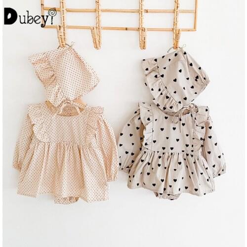 Baby Girl Romper Infant Girl Polka Dot Long Puff Sleeve Dress Baby Girl Outfit Newborn Baby Clothes One Piece Jumpsuit