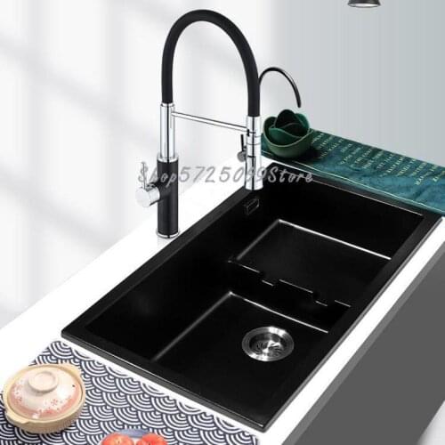 Quartz Stone Sink Single-bath Kitchen Sink Sink Household Granite Under-counter Basin Stepped