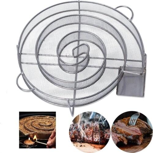 Cold Smoke Generator For BBQ Grill Wood Chip Smoking Box Wood Dust Hot And Cold Smoking Salmon Meat Cooking Stainless Bbq Tools