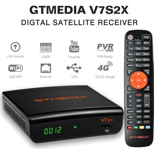 Gtmedia DVB-S2 V7 s2x HD Satellite Decoder 1080P DVB-S2 GT Media V7 s2x HD Include Wifi H.265 TV Box Powered by freesat V7s