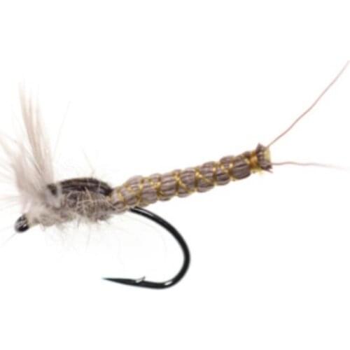 6PCS Artificial Fly Outdoor Fishing Bait Single Metal Barbed Hook Head Nymph Flies Trout Fly Lure Hooks Outdoor Fishing Tackle