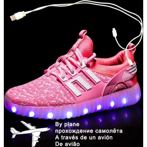 Size 25-37 Lighted Shoes with Backlight USB Charging Luminous LED Shoes for Children Boys Girls Glowing Sneakers for Kids tenis