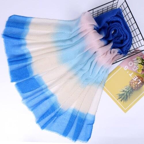 Wrinkle hijab scarf women gradient Ombre muslim glitter shawls fringed polyester wraps stretchy gold thread headband scarves