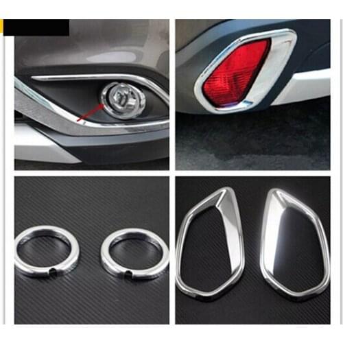 For Mitsubishi Outlander 2015 2016 ABS Chrome Front & Rear Fog Lamp Light Cover Trims Exterior Chromium Styling Parts 4pcs