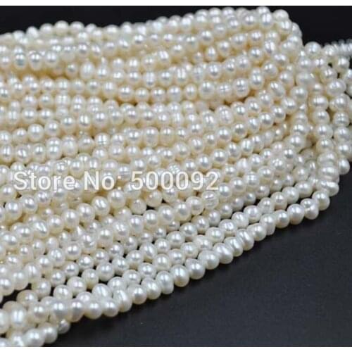 Wholesale 5 strands freshwater pearls 5-6mm white pearl loose potato beads