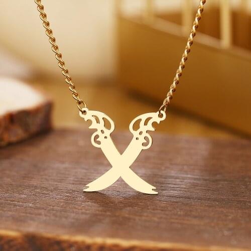 DOTIFI 316L Stainless Steel Mens Design Necklace Ninja Sword Punk Rock for Women Men Metal Chains Hip Hop Goth Jewelry Gifts