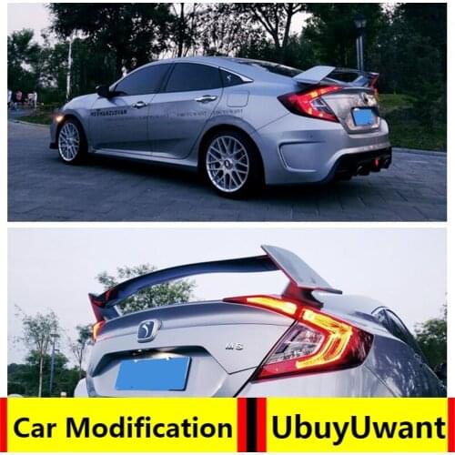 UBUYWUANT For honda civic 2015-2020 10th Generation 4dr Sedan ABS Plastic Rear Spoiler with light