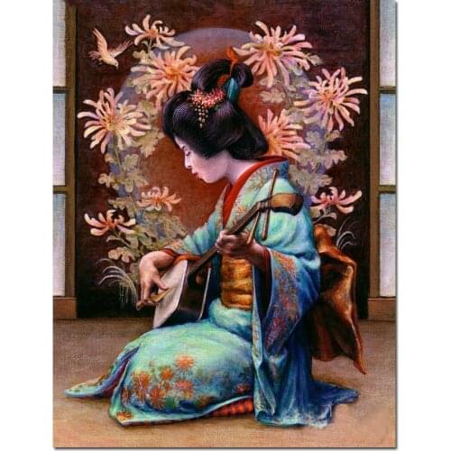 Full square round 5D DIY diamond painting Japanese woman Geisha 3D Diamond embroidery pattern cross stitch kit mosaic decor