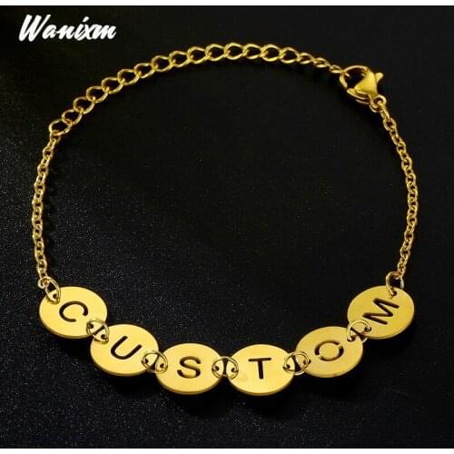 Custom Personalized Name Bracelet Stainless Steel Gold Customized Handmade Chain Letter Bracelets for Women Nameplate Jewelry