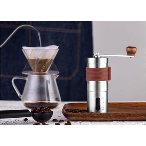 Portable Hand-Cranked Coffee Machine Coffe Bean Miller Manual Stainless Steel Burr Grinder Conical Coffee Machine Kitchen Tool