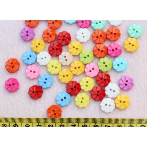 1000 pcs Rainbow flower Colorful Children Plastic Sewing Sew On Buttons14mm free shipping swirling flower