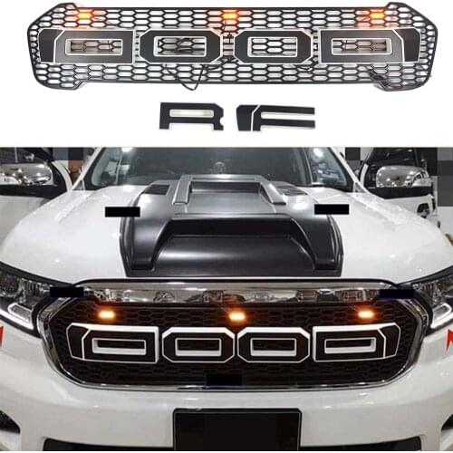For T8 Grille Pickup Car For Ranger T8 2019 2020 2021 XL XLT XLS MK2 MK3 Wildtrak Racing Grills Front Bumper Mesh Grill Grille