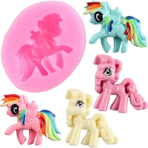 Unicorn Horse Silicone Molds DIY Baby Birthday Cake Decorating Tools Cupcake Topper Fondant Mould Candy Clay Chocolate Moulds