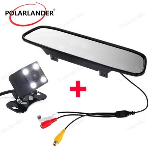 Parking Assistance Rearview Mirror Monitor Reversing CCD Car Night Vision Video 4.3" Car Rear View Camera Glass Lens Camera