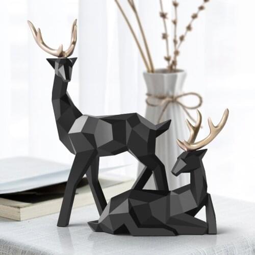 Deer Decoration Statue Resin Sculpture Geometric Home Decor Nordic Statues Deer Figurines Modern Decoration Abstract Tabletop