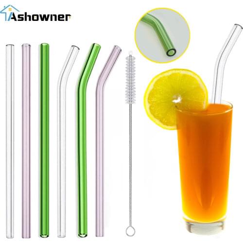 1Pcs Glass Straws Reusable Drinking Glass Tube Eco-friendly With Cleaning Brush Events Party Favors Supplies