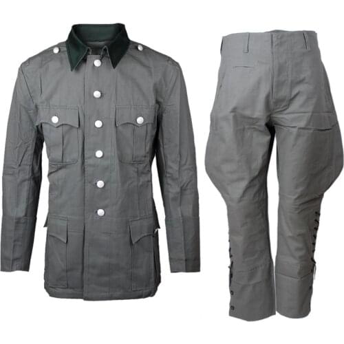 Tomwang2012. WW2 WWII GERMAN ARMY SUMMER M36 OFFICER COTTON FIELD TUNIC AND BREECHES SET MILITARY UNIFORM