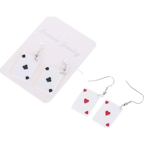 4 Style Acrylic Spades Playing Jewelry Nice Birthday Gift Personality Poker Car Earrings Spoof Funny Poker Card Dangle Earrings